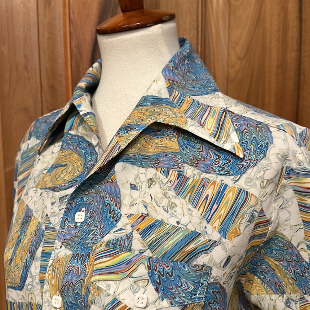 Vintage Psychedelic Rainbow, Men’s Button-up Short Sleeve, No Tags Est size S/XS - Picture 15 of 15